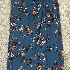 Asymmetrical Ruched Blue and Pink Sundress